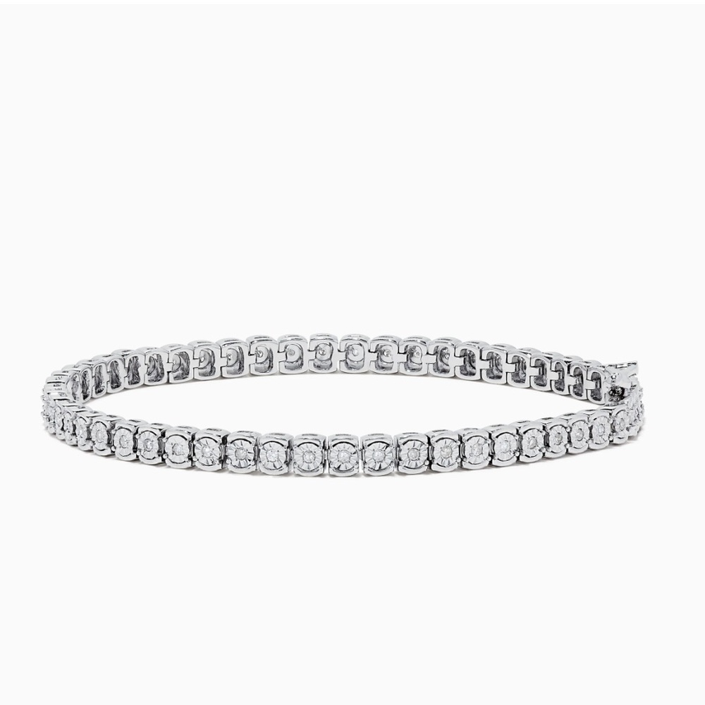Brand New EFFY NWT 0.46 Carat Diamond Tennis Bracelet Set in Sterling Silver